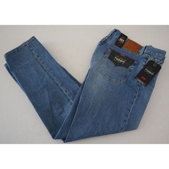 Levi's Premium 501 Men's Sz 33x32 Blue '93 Straight Leg Button Fly Jeans $98 - Picture 3 of 11